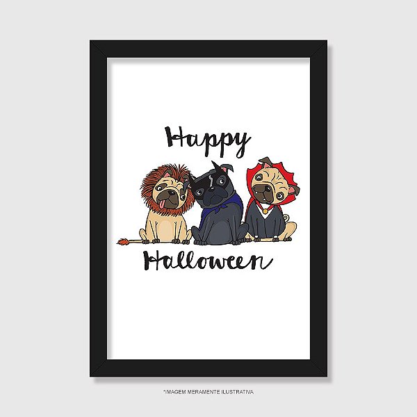 Quadro Cachorro Happy Halloween - Modelo 1