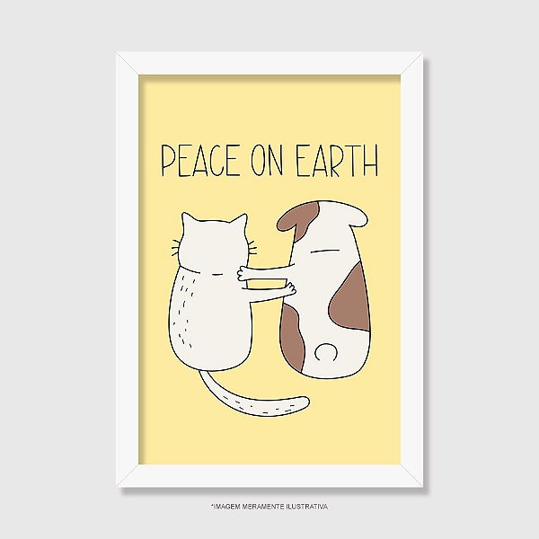 Quadro Cachorro e Gato - Peace on Earth