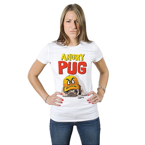 Camiseta Baby Look Angry Pug