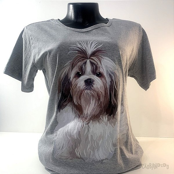 Camiseta Baby Look Shih Tzu Realista