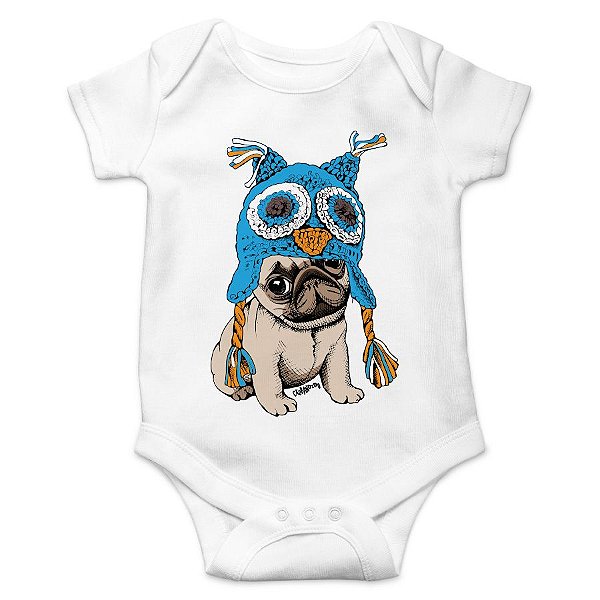 Body Bebe Pug Coruja Cao Bandido Camisetas De Cachorro Personalizadas E Criativas