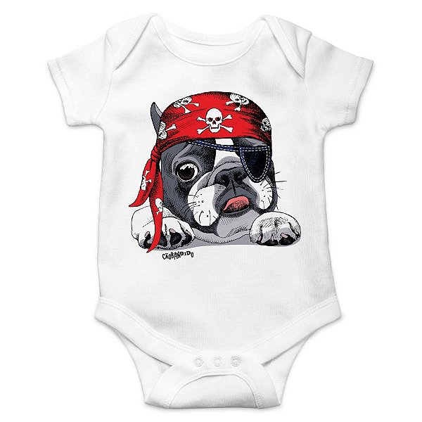 Body Bebe Bulldog Frances Pirata Cao Bandido Camisetas De Cachorro Personalizadas E Criativas