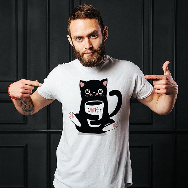 Camiseta Gato Preto Café