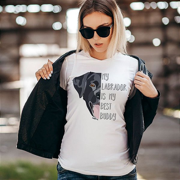 Camiseta Baby Look Meu Labrador é Meu Melhor Amigo