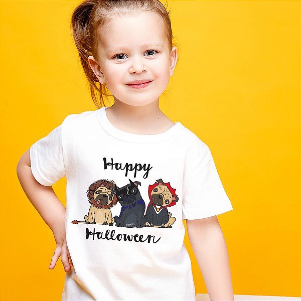 Camiseta Infantil Cachorro Happy Halloween