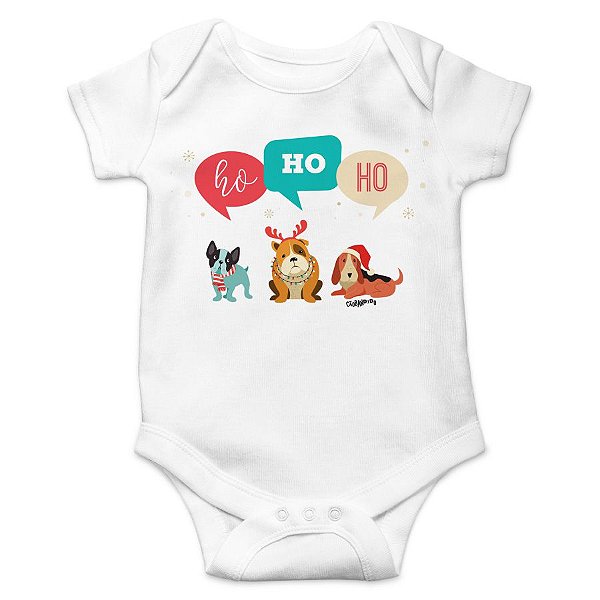 Body Bebê Cachorro Natal Ho Ho Ho - Cão Bandido - Camisetas de Cachorro  Personalizadas e Criativas