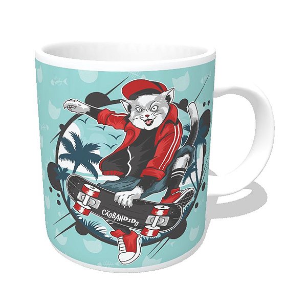 Caneca Gato Skatista