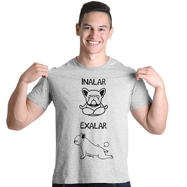 Camiseta Cachorro Yoga Inalar e Exalar