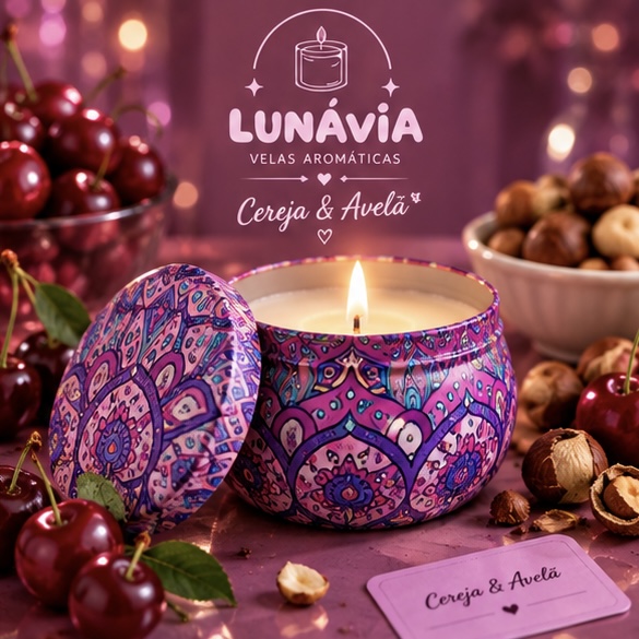 Vela Aromática Na Lata - Cereja & Avelã