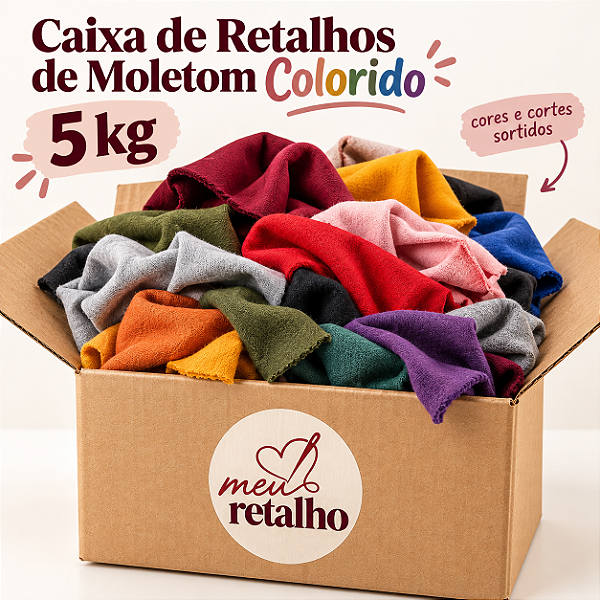 Caixa de Retalhos de Moletom Colorido – 5 kg