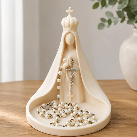 Porta Terço Nossa Senhora do Rosário com Bandeja Decorativa
