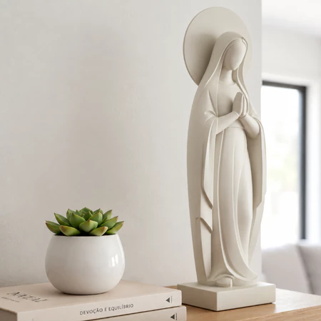 Estátua Virgem Maria com Auréola Branca 16,3cm