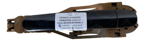 Maçaneta Externa Traseira Direita Polo 2003 A 2014 Original Preto Traseira