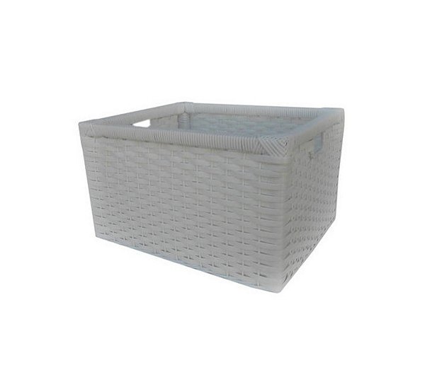 Cesto Caixote Organizador Sintético Branco 40x25x20
