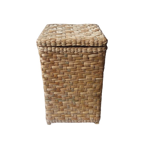 Cesto Para Roupas Palha Taboa Natural 40x40x60