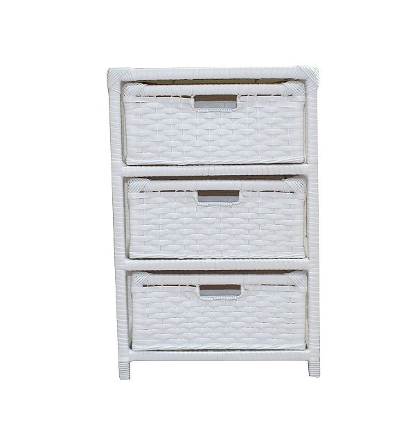 Gaveteiro 3 Gavetas Junco Fibra Vime Sintético 44x32x65