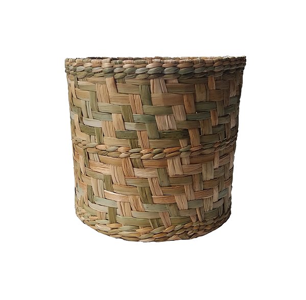 Cesta Organizadora Cachipot De Palha Taboa Redondo 27X27X25