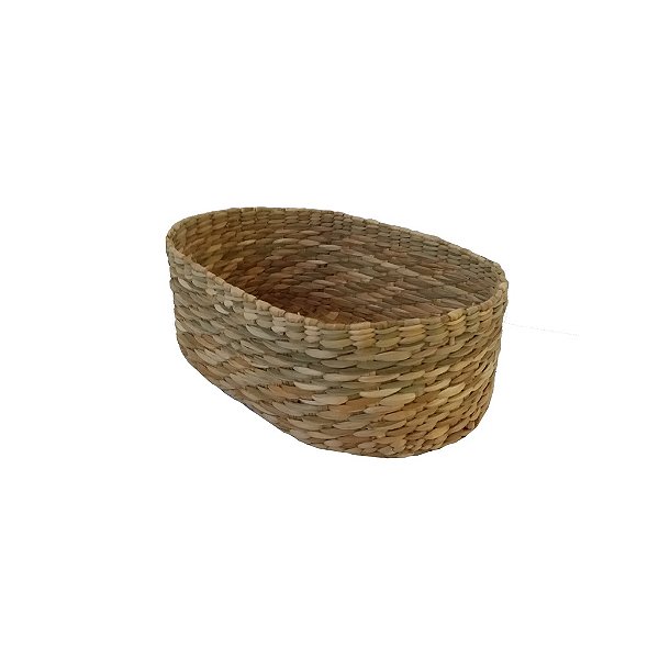 Cesta Organizadora Oval de Palha de Taboa 32x20x17