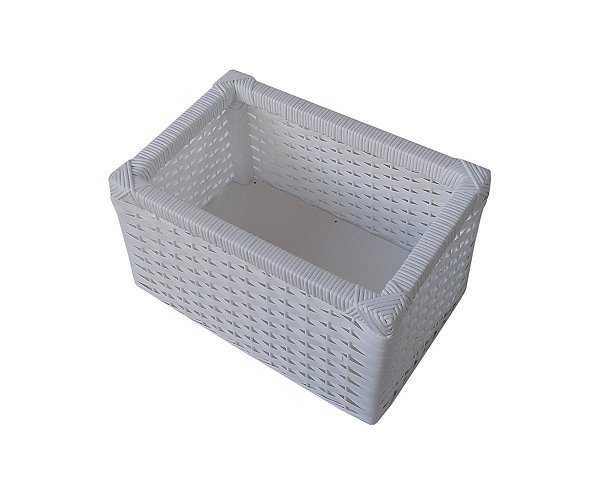 Cesto Organizador Vime Sintético Branco 22x25x16
