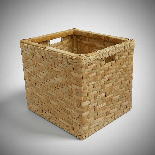 Cesto Caixote Organizador 40x40x40 Taboa Natural - 7 Peças