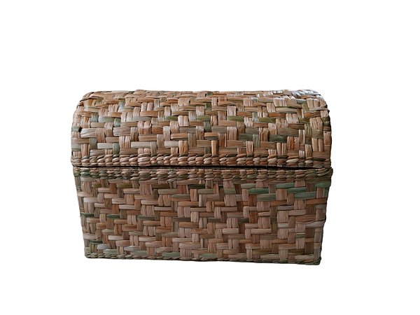 Baú Caixa Organizadora Taboa Natural 60x30x45 - Tampa Abaulada