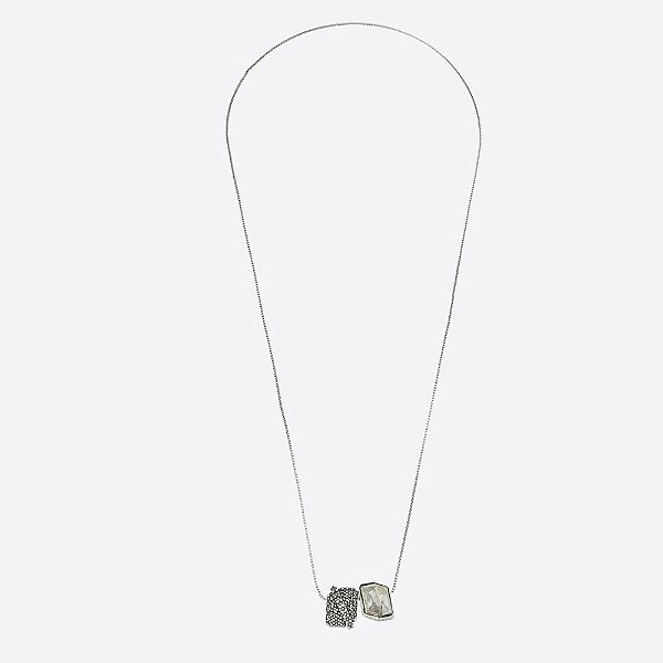 Colar Duplo Formas Cristal Básica Prata