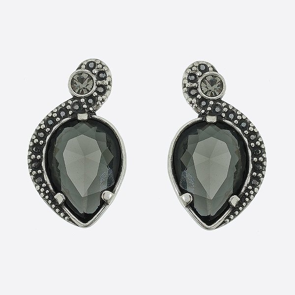 Brinco Gota Cristal Básica Prata