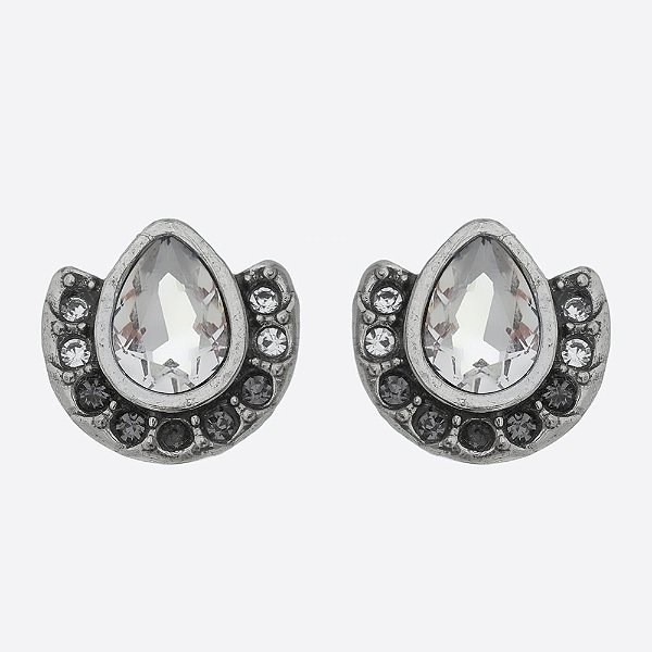 Brinco Gota Cristal Básica Prata