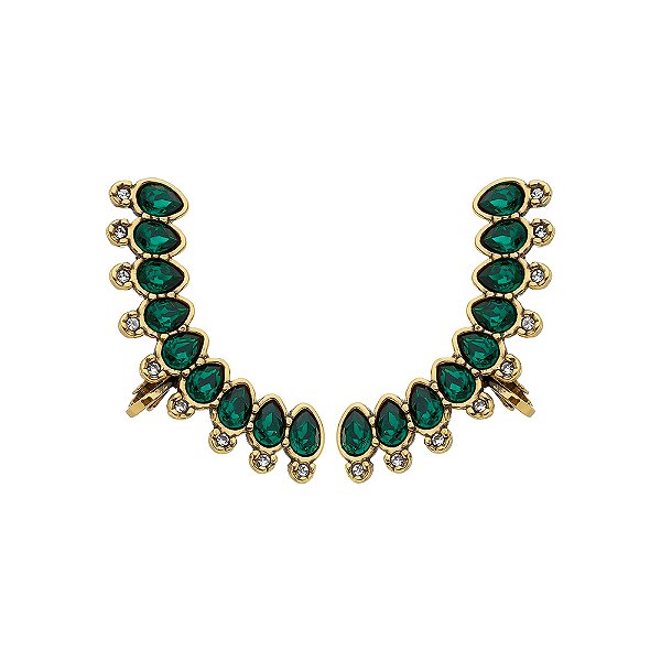 Brinco Ear Cuff Emerald Dinasty Ouro