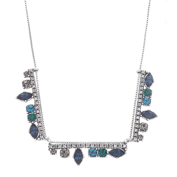 Colar Choker Folha Vitrais Prata