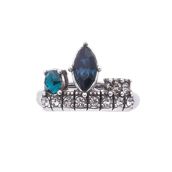 Anel Folha Vitrais Prata