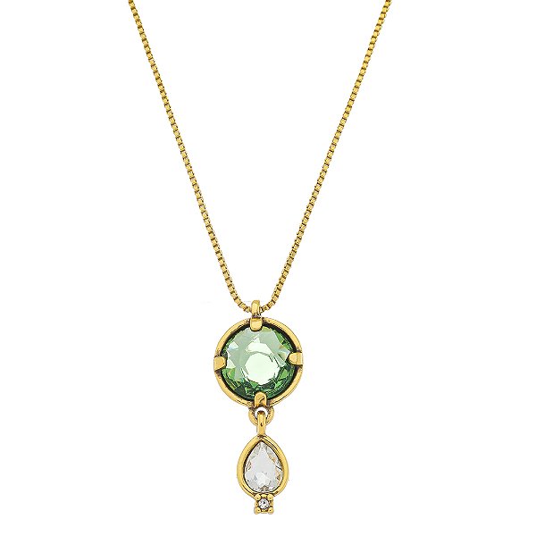 Colar Pingente Peridot Vitrais Ouro