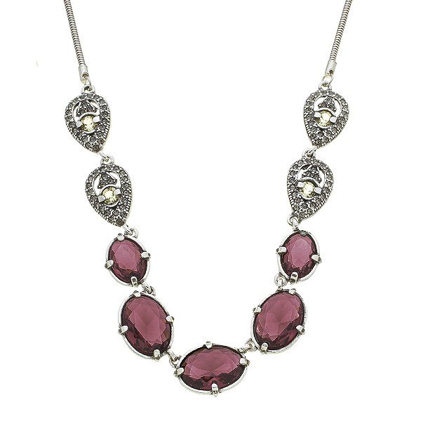 Colar Choker Ametista Padova Prata