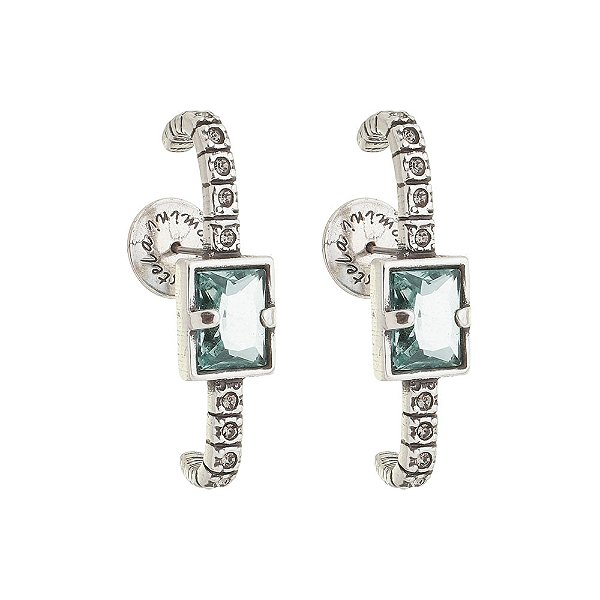 Brinco Ear Hook Carré Empire Prata