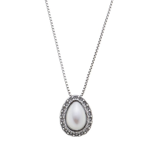 Colar Gota Pérola Básica Prata