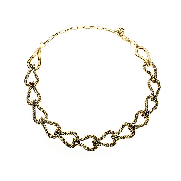 Colar Choker Strass Allora Ouro