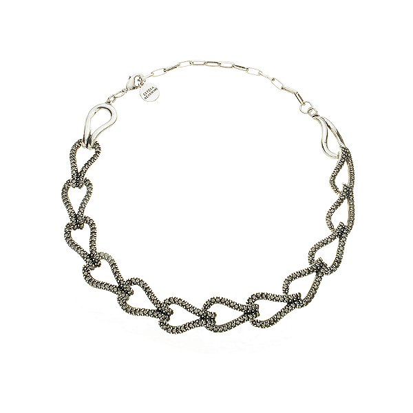 Colar Choker Strass Allora Prata