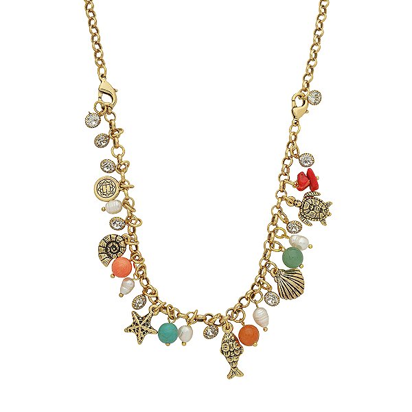 Colar E Pulseira Berloques Resort Ouro