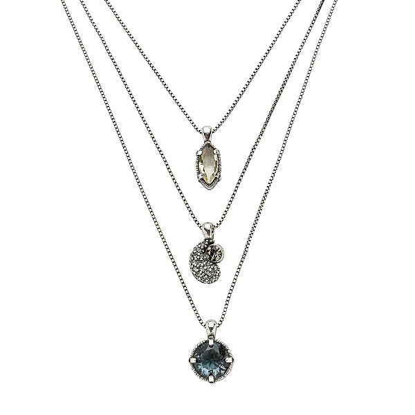 Colar Triplo Flamma Prata