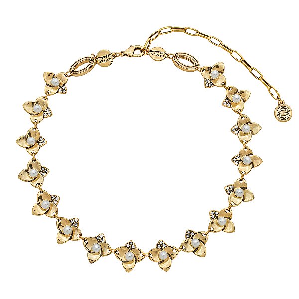Colar Choker Flor Dália Ouro