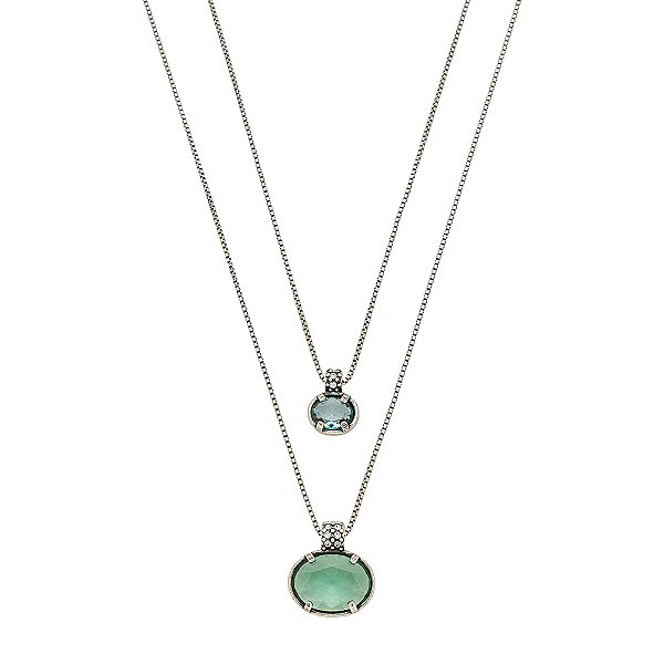 Colar Duplo Floare Prata