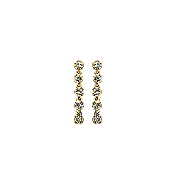 Brinco Pendente P Cristal Luminatti Ouro
