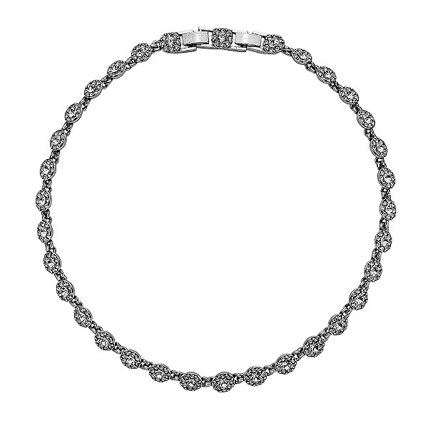 Colar Choker Flor Cristal Luminatti Prata
