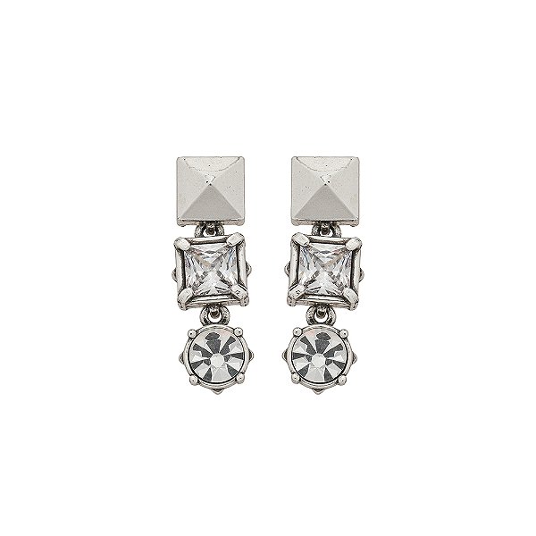 Brinco Pendente Midi Strass Ravello Prata