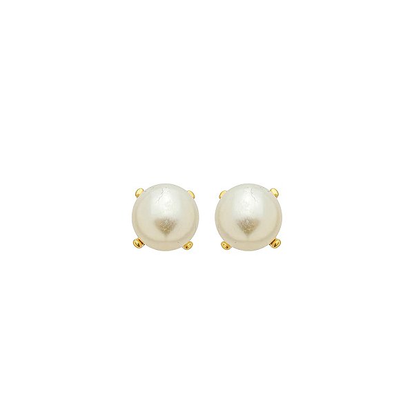 Brinco Pérola Perla Ouro 12mm Clássico