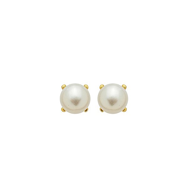 Brinco Pérola Perla Ouro 10mm Clássico