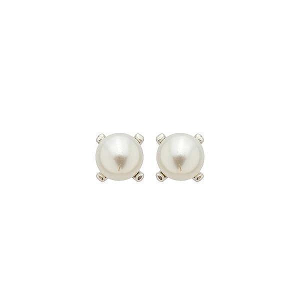 Brinco Pérola Perla Prata 10mm Clássico