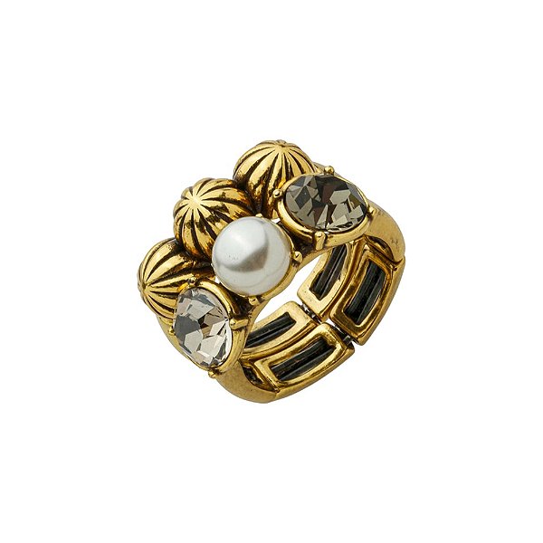 Anel Duplo Perla Ouro