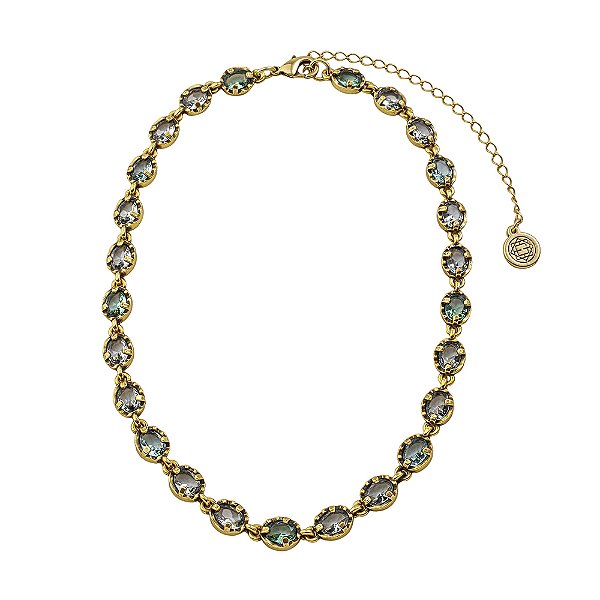 Colar Chocker Cristais Garda Ouro