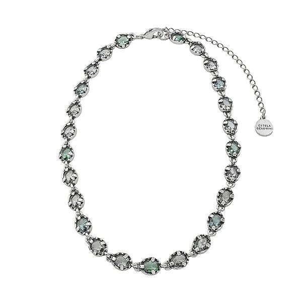Colar Chocker Cristais Garda Prata